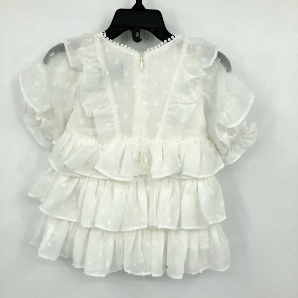 BARDOT Baby Taylor Tiered Dress 3-6 Months White Ivory Ruffled Lace Trim NWT - Picture 4 of 9
